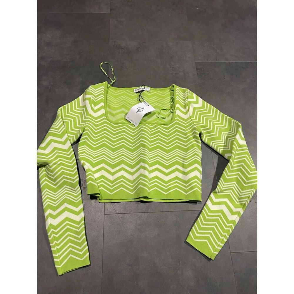 Stradivarius Rib Crop Top Seamless Long Sleeve Women's Size XS